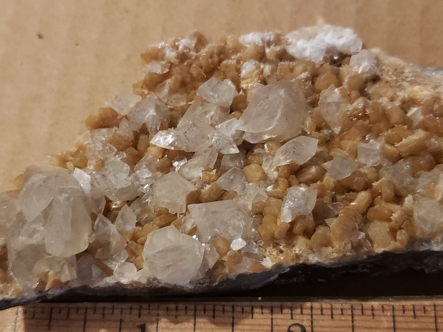 Calcite on Orange Stilbite