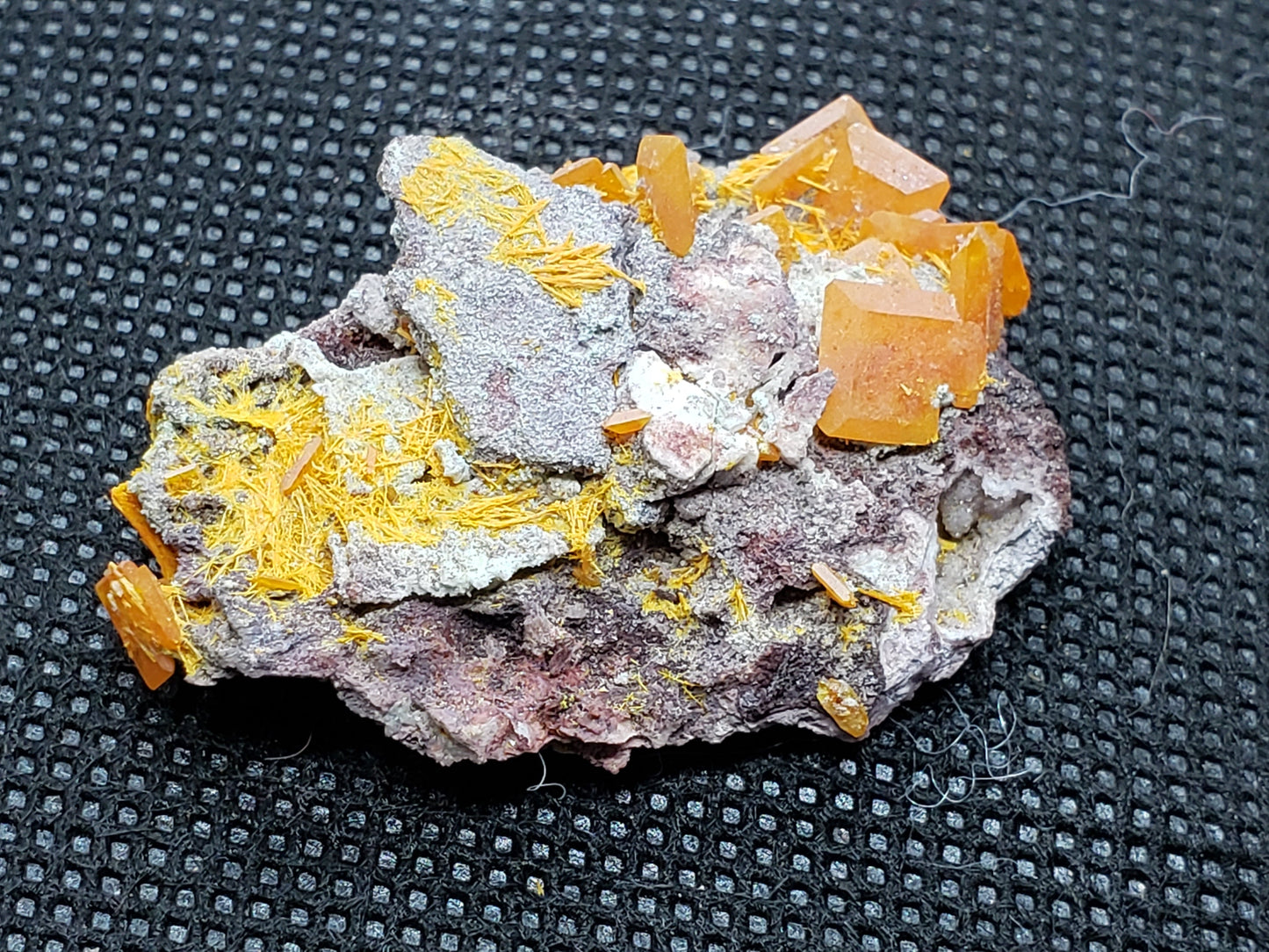 Wulfenite with Mimetite sprays