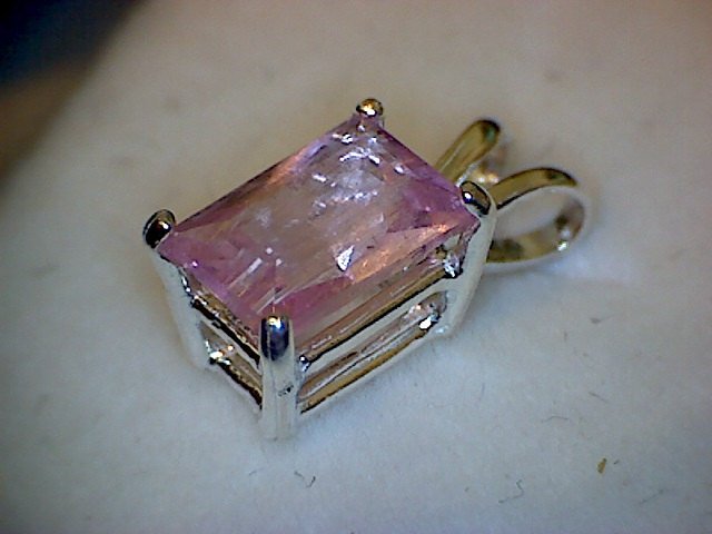 Rubellite Tourmaline Emerald Cut Pendant