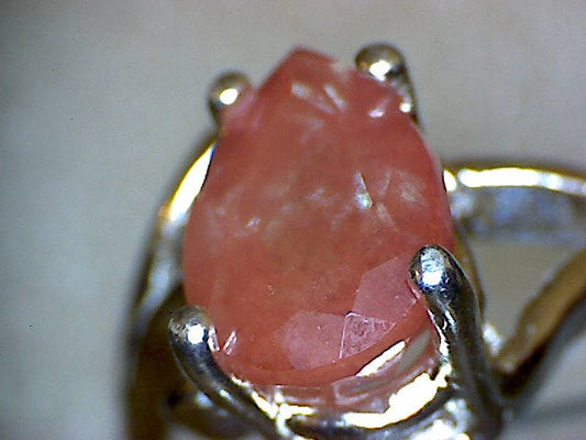 Red Andesine Pear Ring