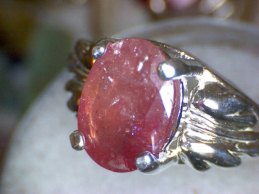 Pink Sapphire Leaf Ring