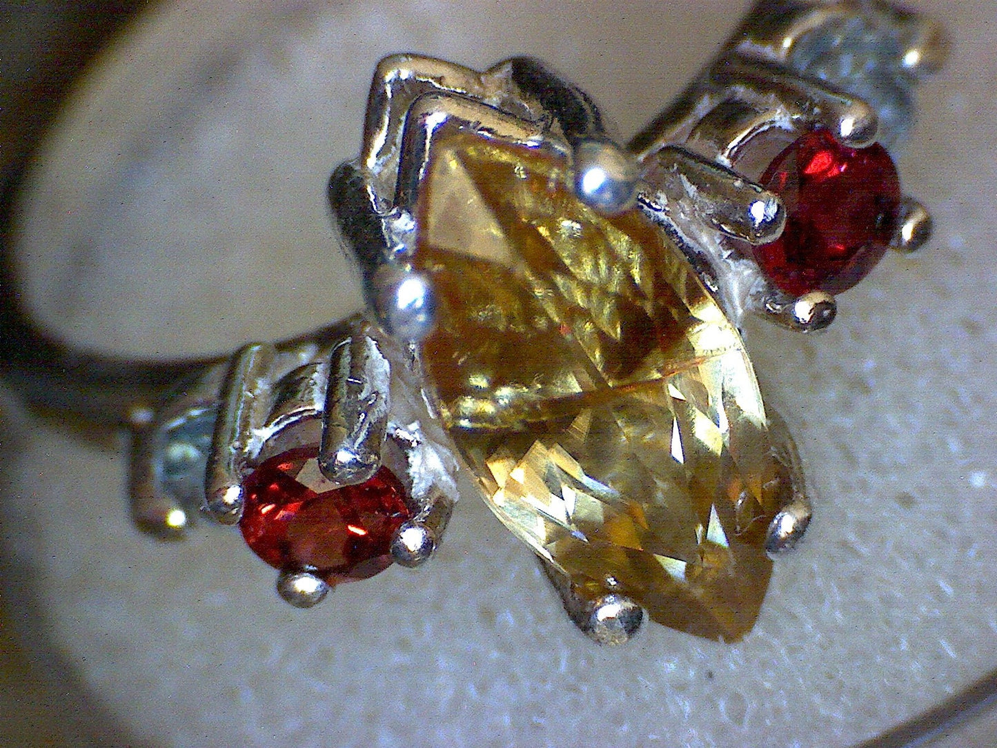 Honey Zircon Garnet Topaz Ring