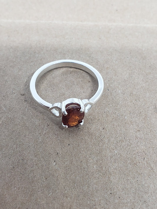 Spessartite Garnet Heart Ring