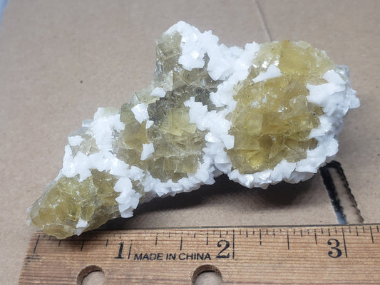 Dolomite on  Yellow Fluorite Specimen