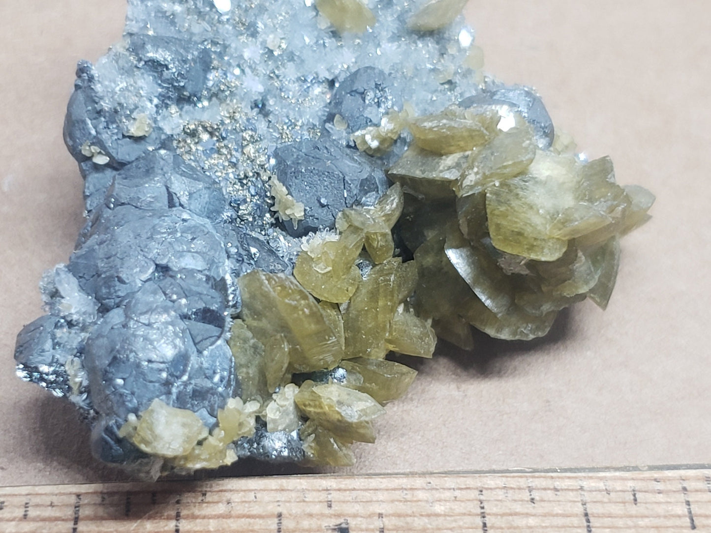 Golden Siderite on Tennantite specimen