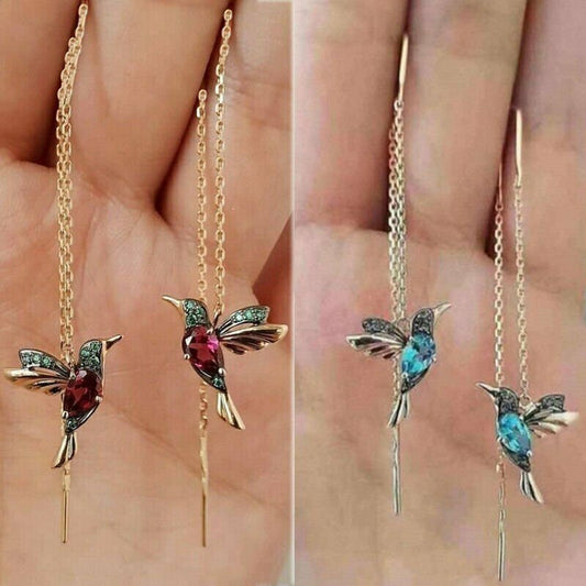 Hummingbird Drop Crystal Earrings