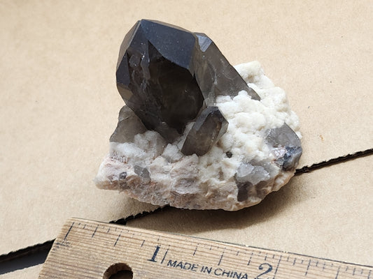 Smoky Quartz in Microcline Specimen