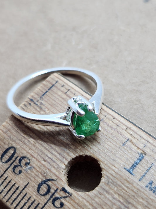 Tsavorite Pear Solitaire Ring