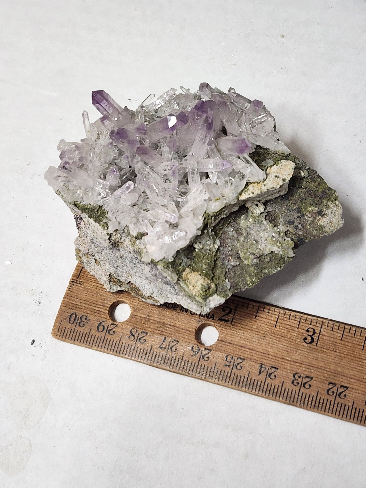 Amethyst on Epidote specimen